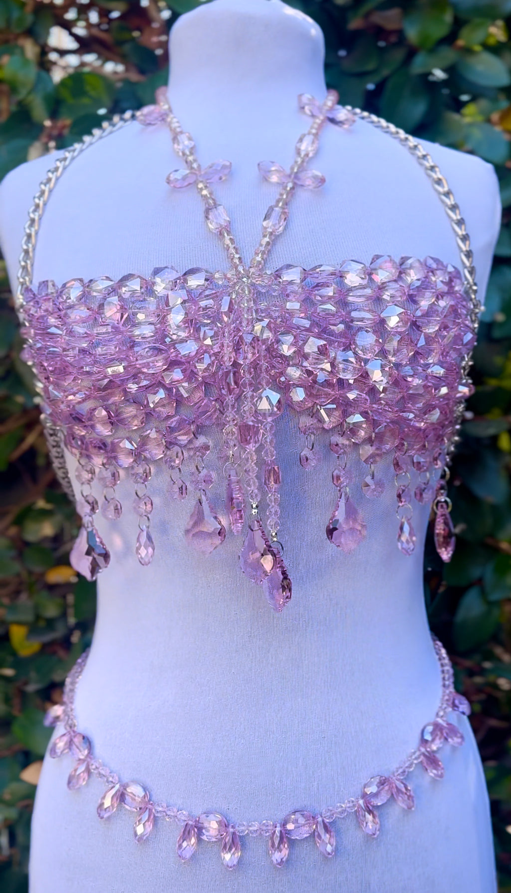 Pink crystal bralette