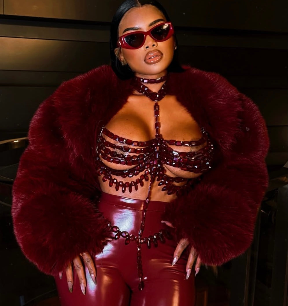 Hazelnut bondage beaded bra