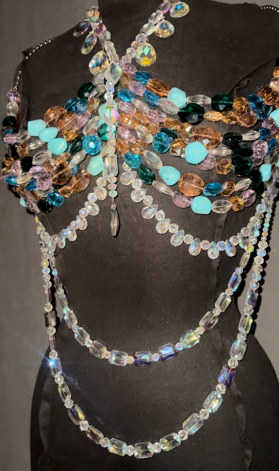 Iridescent colored beaded top