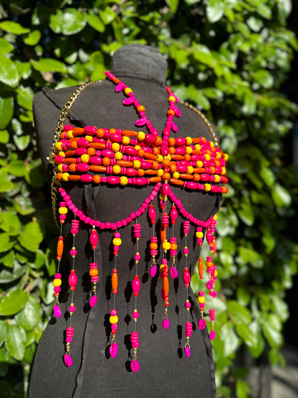 Tropical Barbie wooden bralette