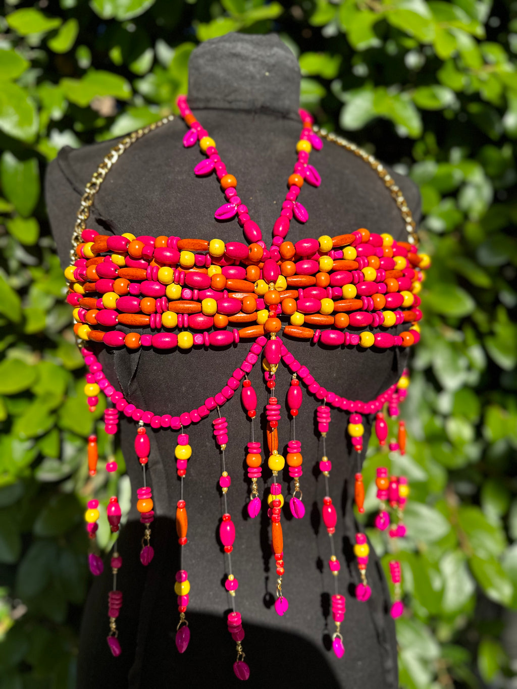 Tropical Barbie wooden bralette