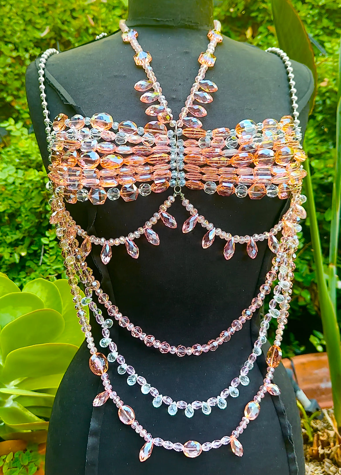 Pink crystal bralette