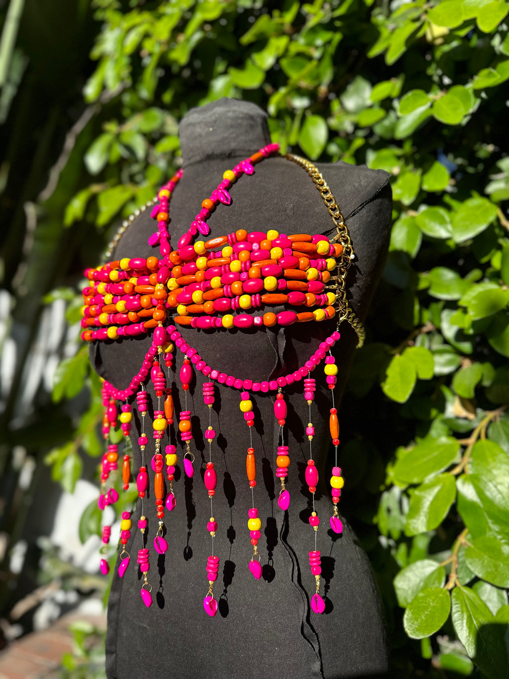 Tropical Barbie wooden bralette