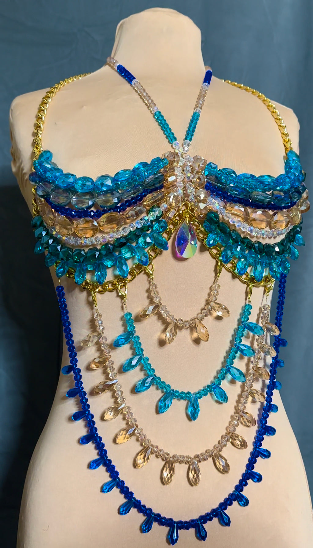Aqua mermaid crystal bralette