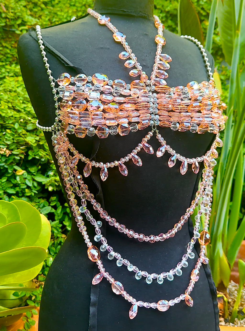 Pink crystal bralette