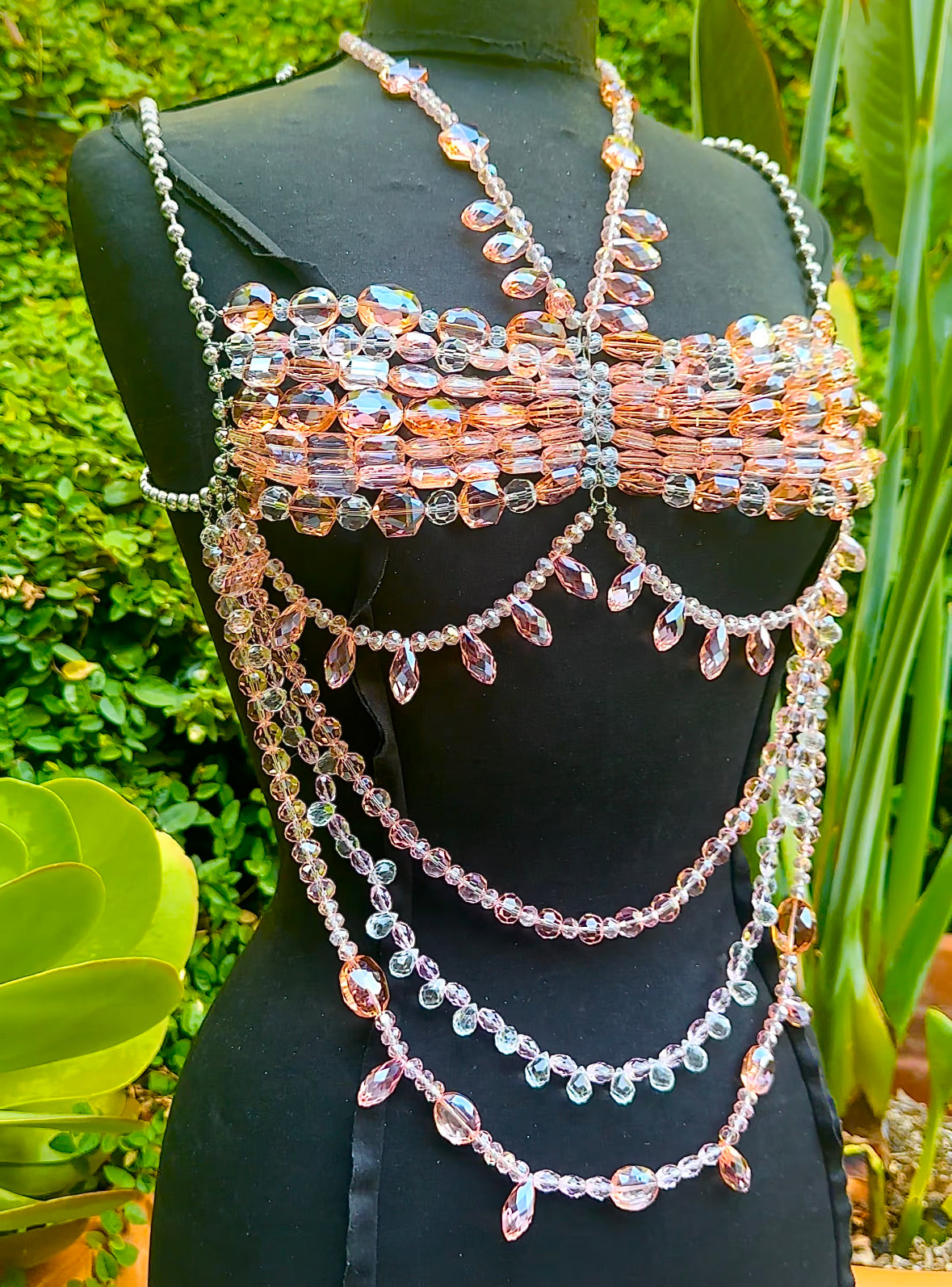 Pink crystal bralette