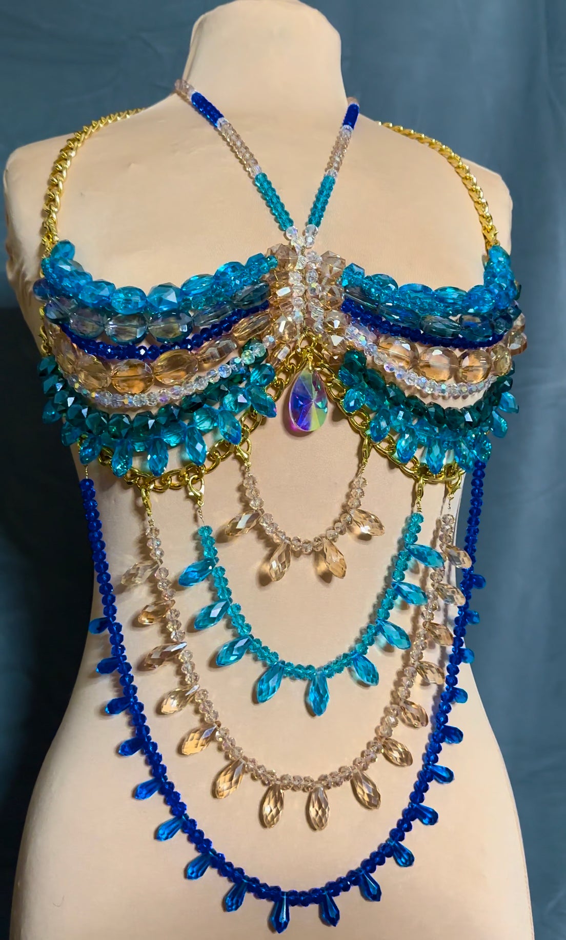 Aqua mermaid crystal bralette
