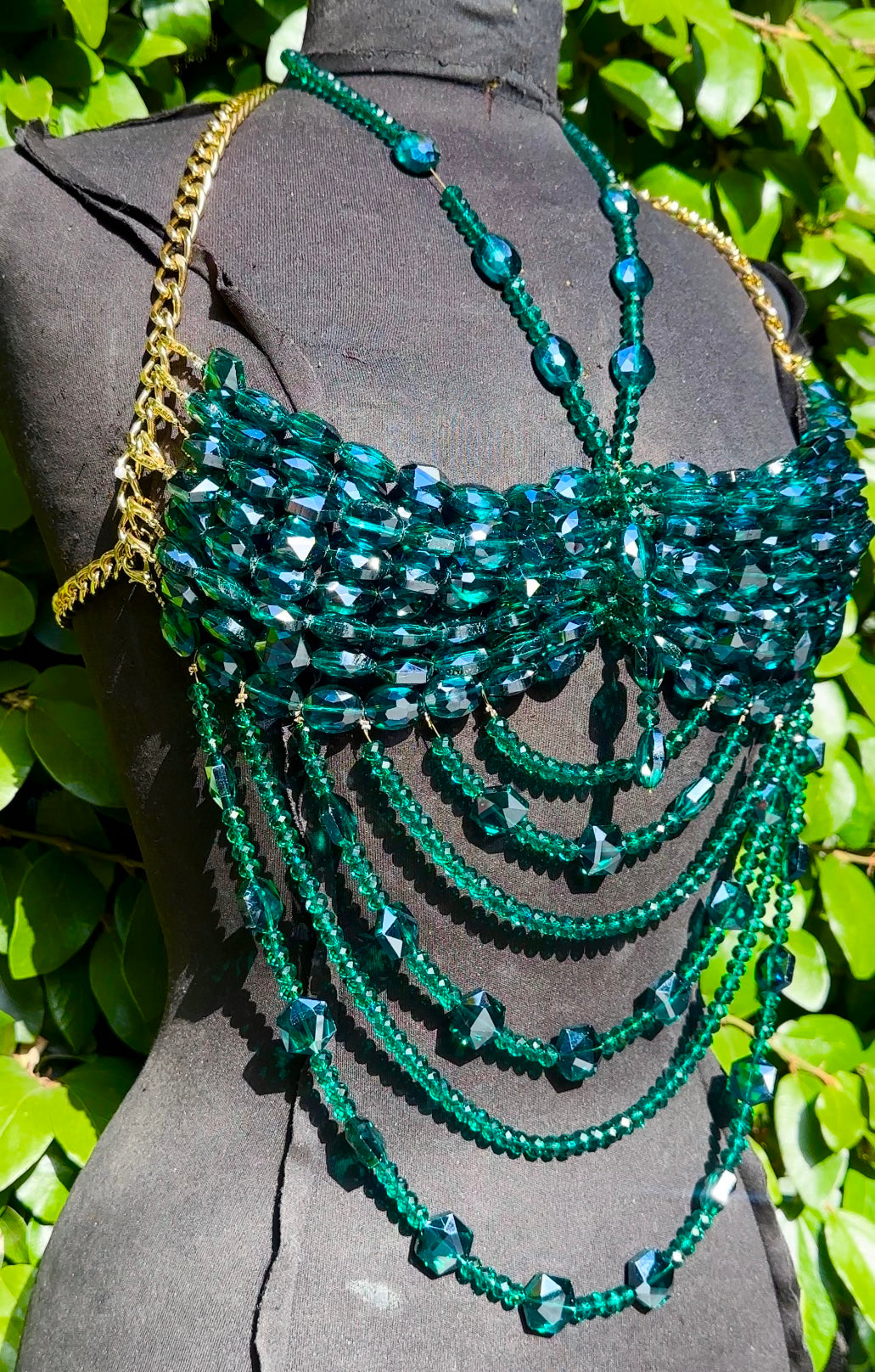 Peacock crystal bralette